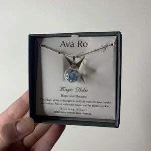 Ava Ro Sterling silver globe necklace with Swarovski Crystals